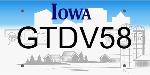 GTDV58 Iowa License Plate