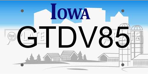 GTDV85 Iowa License Plate