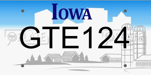 GTE124 Iowa License Plate