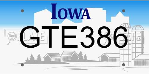 GTE386 Iowa License Plate