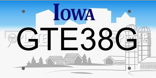 GTE38G Iowa License Plate
