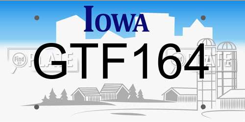 GTF164 Iowa License Plate