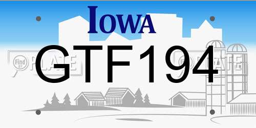 GTF194 Iowa License Plate