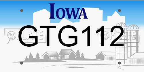 GTG112 Iowa License Plate