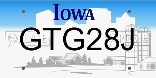 GTG28J Iowa License Plate