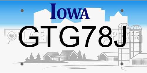 GTG78J Iowa License Plate