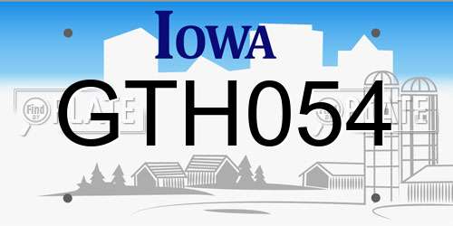 GTH054 Iowa License Plate