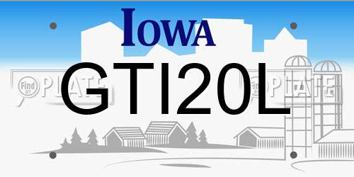 GTI20L Iowa License Plate
