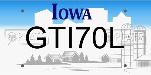 GTI70L Iowa License Plate