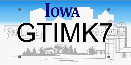 GTIMK7 Iowa License Plate