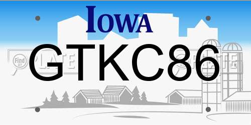 GTKC86 Iowa License Plate