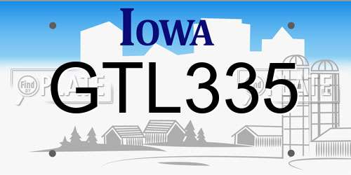 GTL335 Iowa License Plate