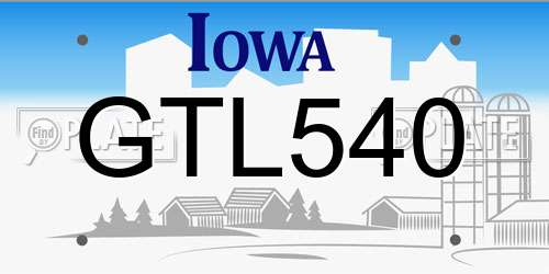 GTL540 Iowa License Plate