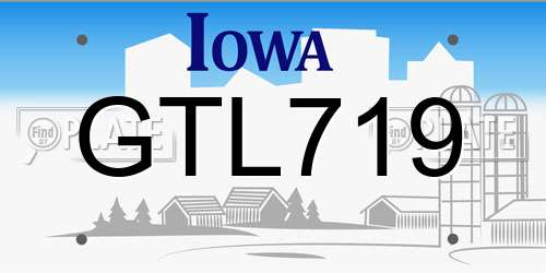 GTL719 Iowa License Plate