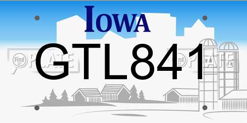 GTL841 Iowa License Plate