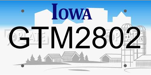 GTM2802 Iowa License Plate