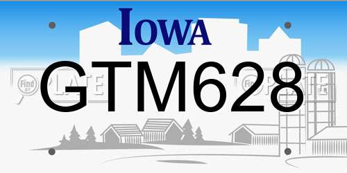 GTM628 Iowa License Plate