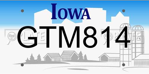 GTM814 Iowa License Plate