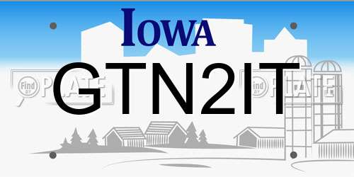 GTN2IT Iowa License Plate