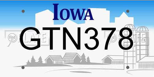 GTN378 Iowa License Plate