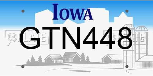 GTN448 Iowa License Plate