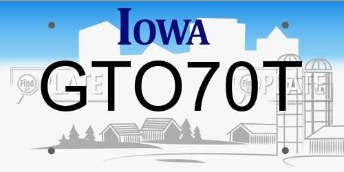 GTO70T Iowa License Plate