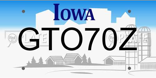 GTO70Z Iowa License Plate
