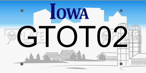 GTOT02 Iowa License Plate
