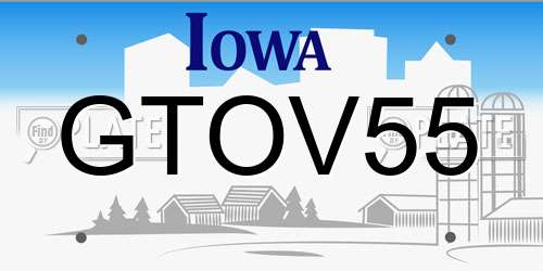 GTOV55 Iowa License Plate