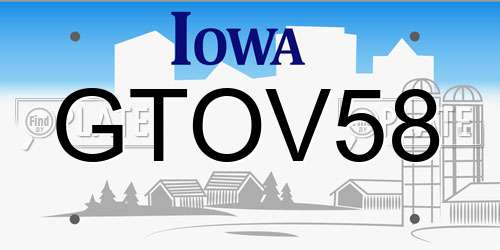 GTOV58 Iowa License Plate