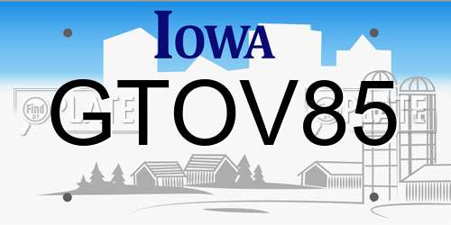 GTOV85 Iowa License Plate