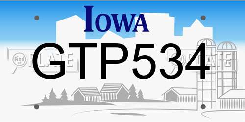 GTP534 Iowa License Plate