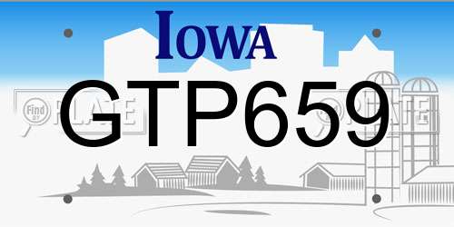 GTP659 Iowa License Plate