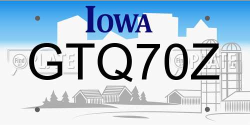 GTQ70Z Iowa License Plate