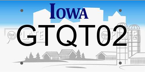 GTQT02 Iowa License Plate