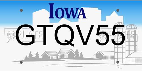 GTQV55 Iowa License Plate