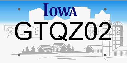 GTQZ02 Iowa License Plate