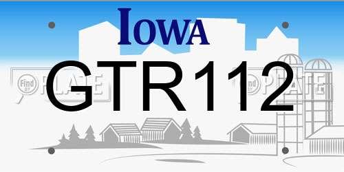 GTR112 Iowa License Plate