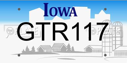 GTR117 Iowa License Plate