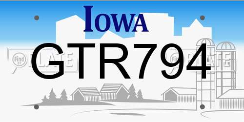 GTR794 Iowa License Plate