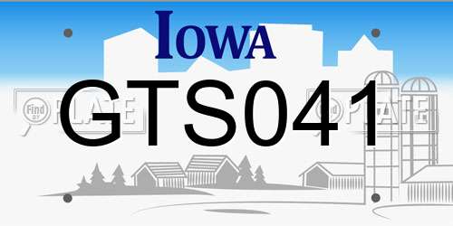 GTS041 Iowa License Plate