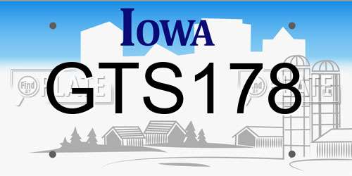 GTS178 Iowa License Plate