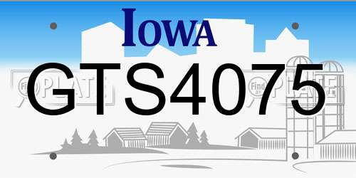 GTS4075 Iowa License Plate