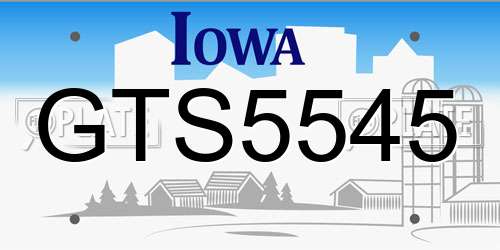 GTS5545 Iowa License Plate