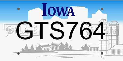 GTS764 Iowa License Plate