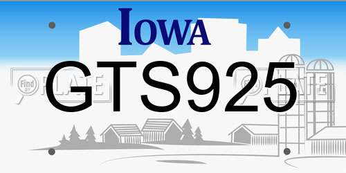 GTS925 Iowa License Plate