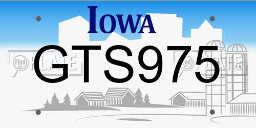 GTS975 Iowa License Plate