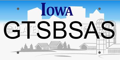 GTSBSAS Iowa License Plate