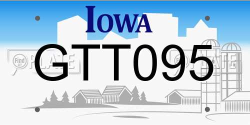 GTT095 Iowa License Plate