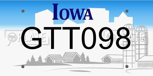 GTT098 Iowa License Plate